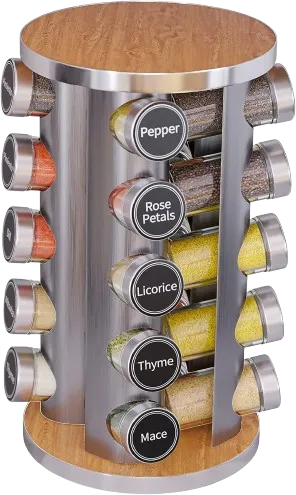 Revolving Spice Rack Set with 20 Spice Jars